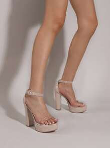 McKoine Ultra High Heeled Ankle Strap Sandals - Apricot - View 5