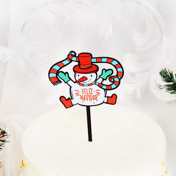 

1pc Christmas Snowman Decorative Cake Topper, Multicolor