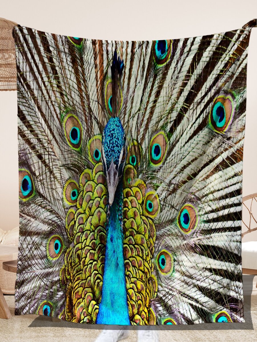 Peacock Pattern Blanket - Multicolor - View 1