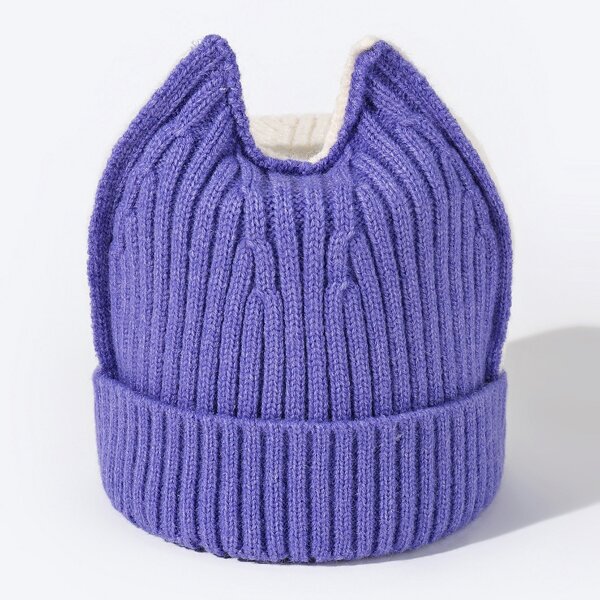 

Toddler Boys Two Tone Knit Hat, Purple