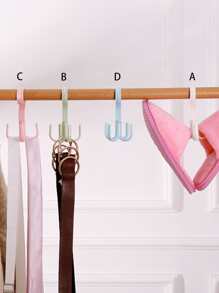 1pc Plastic 4 Claw Design Scarf Hanger, Rotatable Multifunction Belt Rack For Home - Multicolor - View 2