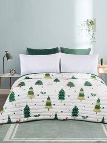 Christmas Tree Print Quilt Bedspread - Multicolor - View 1