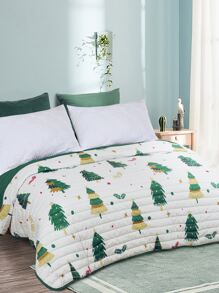 Christmas Tree Print Quilt Bedspread - Multicolor - View 2