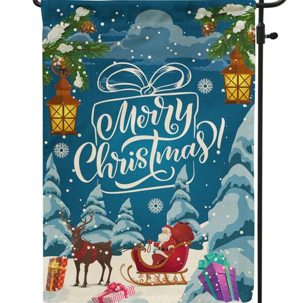

1pc Christmas Cartoon Graphic Decorative Garden Flag, Multicolor