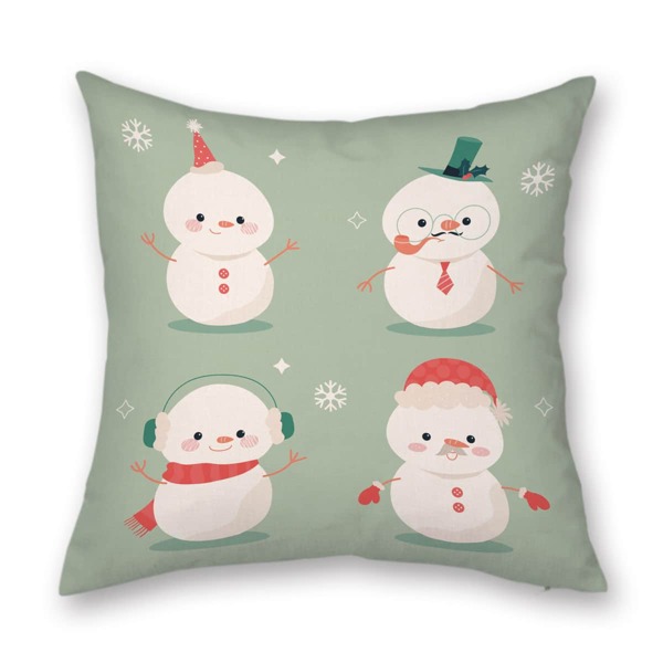 

Snowman Print Outdoor Waterproof Cushion Cover Without Filler, Dark green
