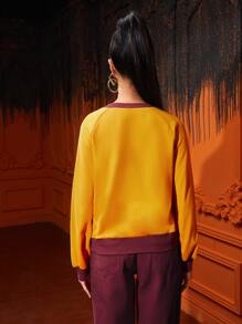 Polly Nelson Raglan Sleeve Figure Graphic Sweatshirt - Mustard Yellow - View 2