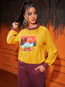 Polly Nelson Raglan Sleeve Figure Graphic Sweatshirt - Mustard Yellow - View 3