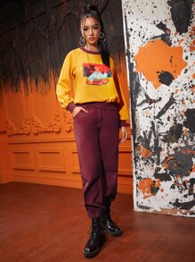 Polly Nelson Raglan Sleeve Figure Graphic Sweatshirt - Mustard Yellow - View 5