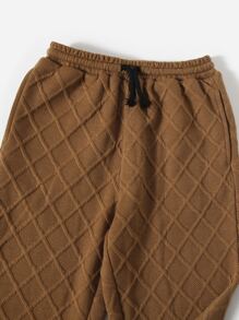 SHEIN 休閒抽繩 貼布 口袋字母男童兩件套