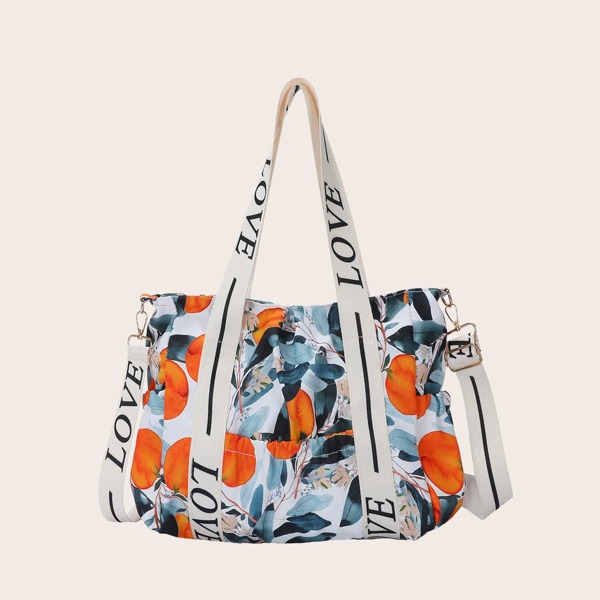 

Floral Graphic Shoulder Tote Bag, Multicolor
