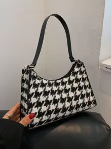 Houndstooth Graphic Bag - Black and White - View 1
