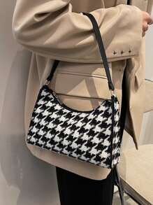 Houndstooth Graphic Bag - Black and White - View 2