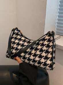 Houndstooth Graphic Bag - Black and White - View 3