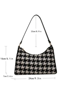 Houndstooth Graphic Bag - Black and White - View 6
