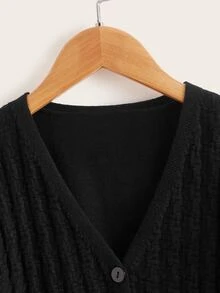 SHEIN Boys Button Front Cardigan - Black - View 3