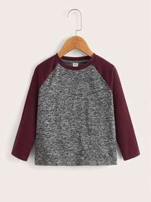 SHEIN Young Boy Marled Color Block Raglan Sleeve Tee - Multicolor - View 1