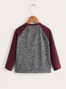 SHEIN Young Boy Marled Color Block Raglan Sleeve Tee - Multicolor - View 2
