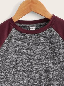 SHEIN Young Boy Marled Color Block Raglan Sleeve Tee - Multicolor - View 4