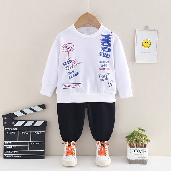 

Toddler Boys Letter Graphic Sweatshirt & Sweatpants, Multicolor