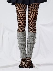 1pair Hollow Out Fishnet Socks & Leg Warmers - Multicolor - View 2