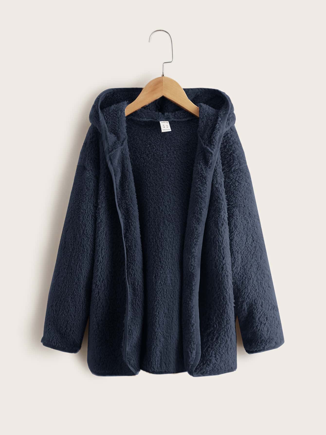 SHEIN 男孩落肩袖連帽法蘭絨外套 - 藏蓝色 - 查看 1