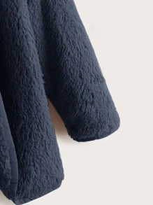 SHEIN 男孩落肩袖連帽法蘭絨外套 - 藏蓝色 - 查看 3