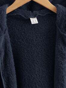SHEIN 男孩落肩袖連帽法蘭絨外套 - 藏蓝色 - 查看 4