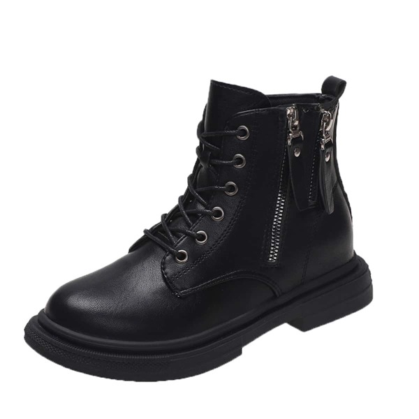 

Minimalist Zipper Decor Combat Boots, Black