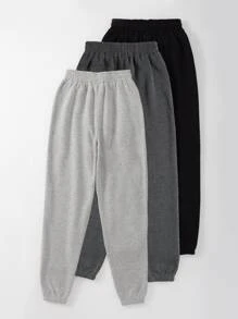 SHEIN Unity 3pcs Letter Graphic Elastic Waist Thermal Lined Sweatpants Graduation,Back To School Outfits,Graduation,Teacher Outfits For Women,Back To School - Multicolor - View 2