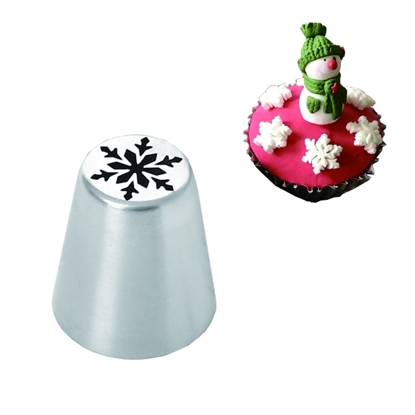 

1pc Christmas Snowflake Pattern Nozzle, Silver