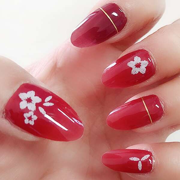 

1sheet Flower Pattern Nail Art Sticker & 1pc Nail File, Multicolor