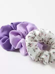 3pcs/Set Women's Corduroy Flower Print Hair Scrunchies In Original Floral Pattern Hair Ties Scrunchy Hair Ties Ponytail