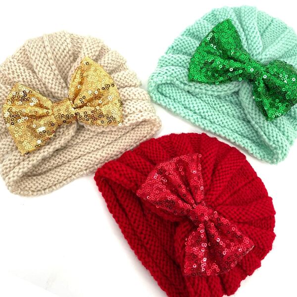 

3pcs Baby Bow Decor Hat, Multicolor