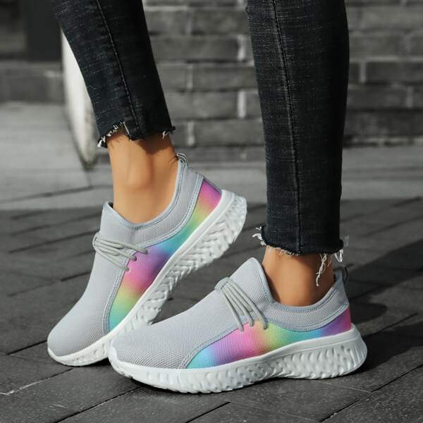 

Mesh Panel Slip On Sneakers, Grey