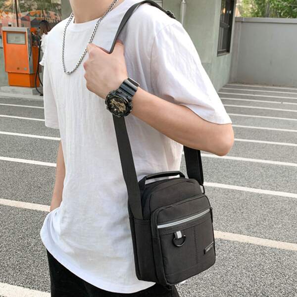 

Men Minimalist Crossbody Bag, Black