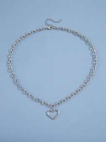 Collar con colgante en forma de corazón, regalo de San Valentín - Plateado - Ver 2
