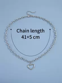 Collar con colgante en forma de corazón, regalo de San Valentín - Plateado - Ver 3