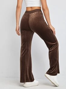 Muchica Drawstring Waist Velvet Trousers - Chocolate Brown - View 2