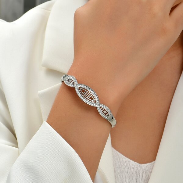 

Zircon Decor Bangle, Silver