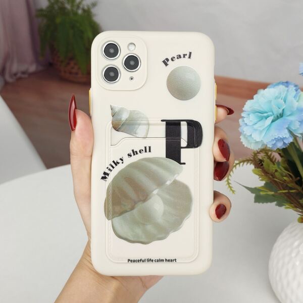 

Shell Pattern Card Slot Phone Case, Multicolor
