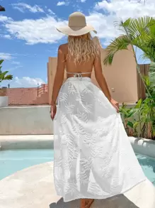 Swim Vcay Summer Outfits For Women Knot Side Cover Up Skirt, For Summer Beach Vacation