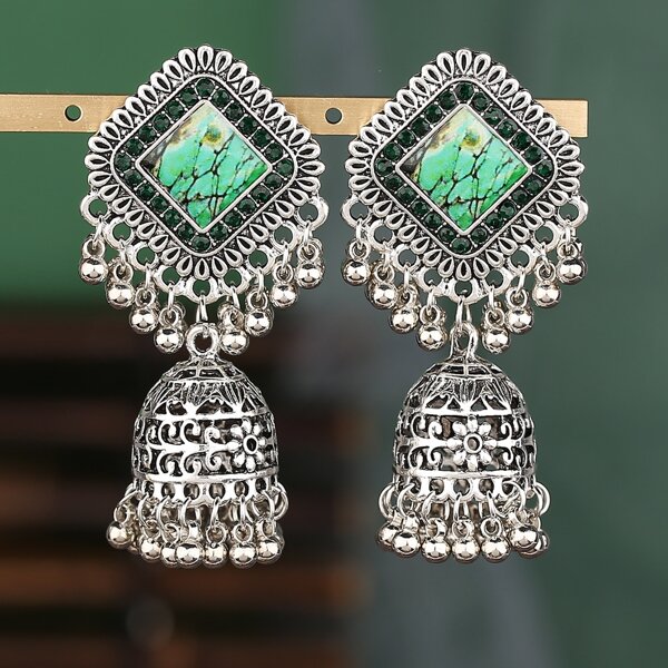 

Rhinestone Detail Jhumka Earrings, Multicolor