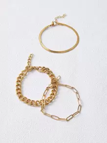 MOTF PREMIUM 3入組極簡風格扣環手鏈 - 金黃色 - 查看 2