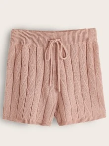 SHEIN Cộng với kích thước áo len co-ords Gân đan In chữ V Giải trí - Bụi hồng - Xem 5