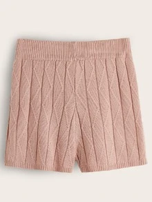 SHEIN Cộng với kích thước áo len co-ords Gân đan In chữ V Giải trí - Bụi hồng - Xem 6