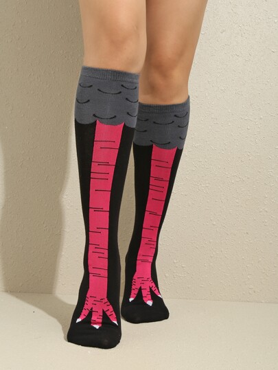 Calcetines altos con estampado de dibujos animados