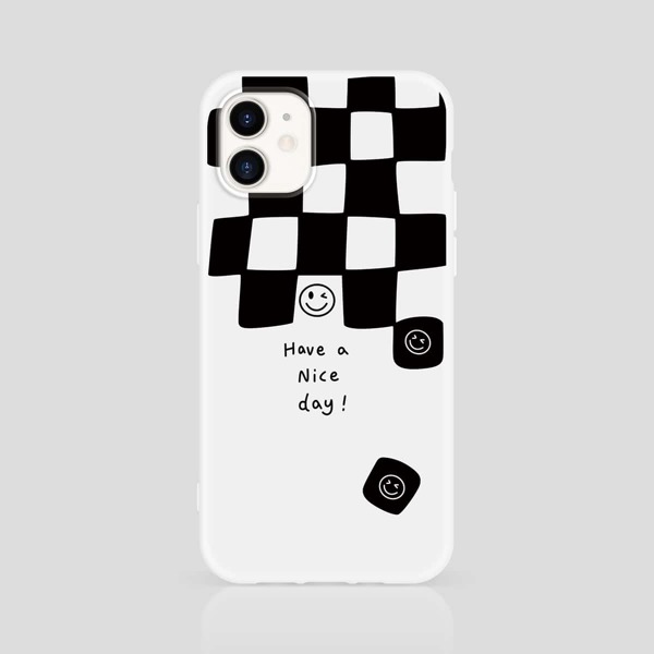

Checkered Phone Case, Black and white