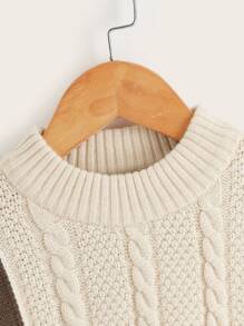 Toddler Boys Colourblock Drop Shoulder Cable Knit Jumper - Multicolor - View 3