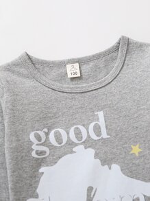 Conjunto de pijama top con estampado de slogan con pantalones de cuadros - Multicolor - Ver 4