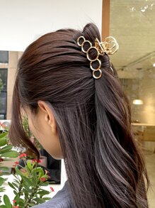 DAZY Geo Decor Hair Claw Casual Claw Clips Hair Clips Hair Jaw Clip Hair Clamps Hair Clutch Hair Catcher Clip - Gold - View 2